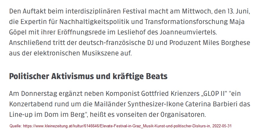 2022-06-02_Kleine-Zeitung_Elevate-Festival_Politischer-Aktivismus-und-kraeftige-Beats