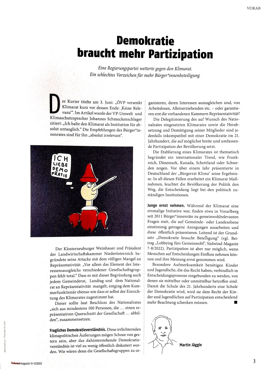 2022-11-06_Suedwind-Magazin_Editorial_Martin-Jaeggle_Demokratie-braucht-mehr-Partizipation