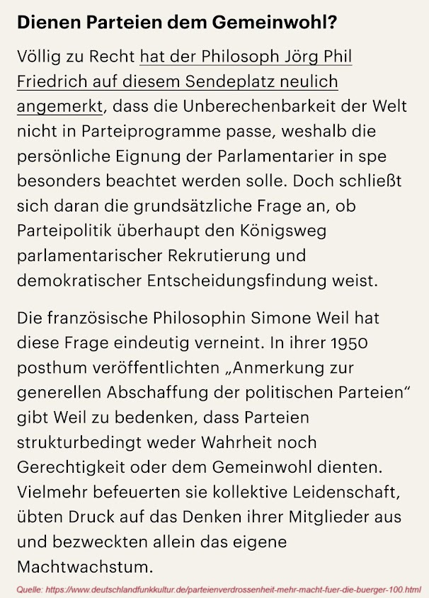 2024-08-05_deutschlandfunkkultur_Parteienverdrossenheit_Simone-Weil_Abschaffung-Parteien_Gemeinwohl
